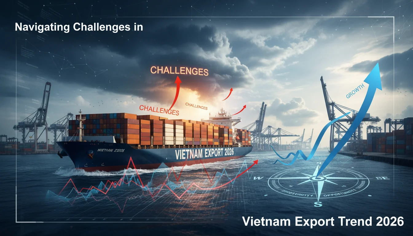 Navigating Vietnam export challenges with growth trends in 2026 at a busy port.