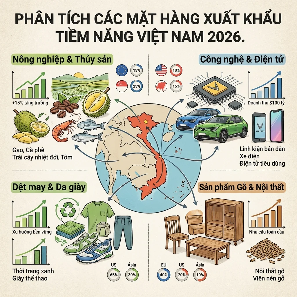Grocery and seafood export analysis for Vietnam 2026, highlighting key sectors and global market tre.